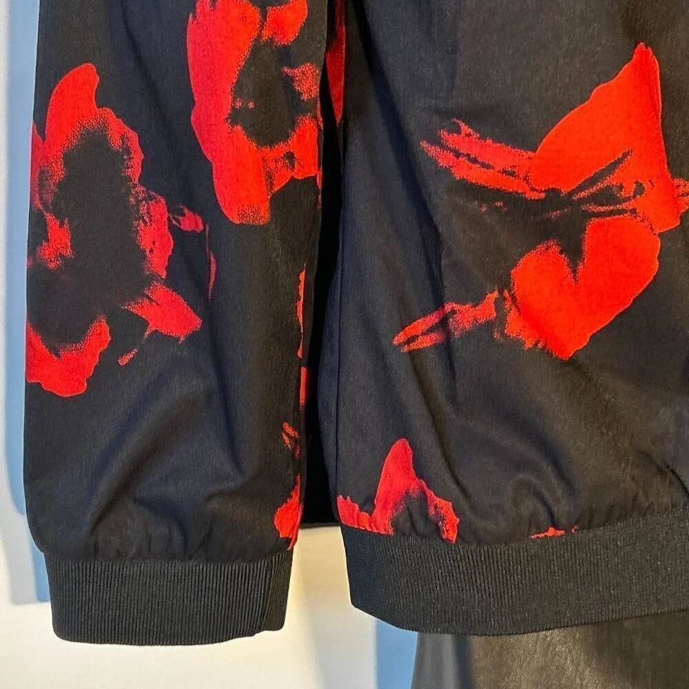 H.L.Cool Man Bomber jacket Black Abstract print Utility Waterproof Retro Y2K